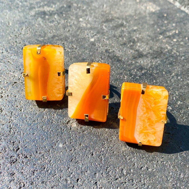 Constantine Ring La maison d\u2019evolette Adjustable ring Orange Agate 2- Statement ring- Big stone ring- Agate ring- Big chunk agate ring