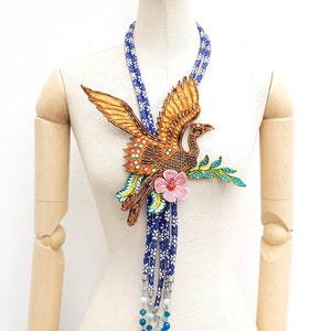 Baladewa Necklace Paradise Bird Blue Batik Lapis Lazuli & Amazonite image 1