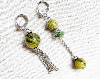 Claudia Earrings - Olivine - Green - Asymmetrical Earrings