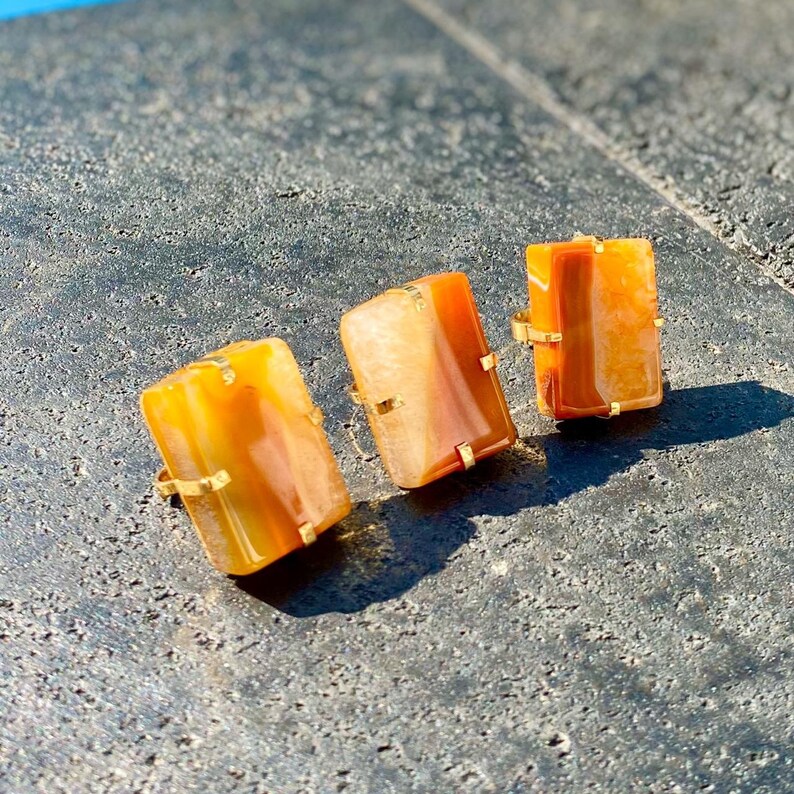 Constantine Ring La maison d\u2019evolette Adjustable ring Orange Agate 2- Statement ring- Big stone ring- Agate ring- Big chunk agate ring
