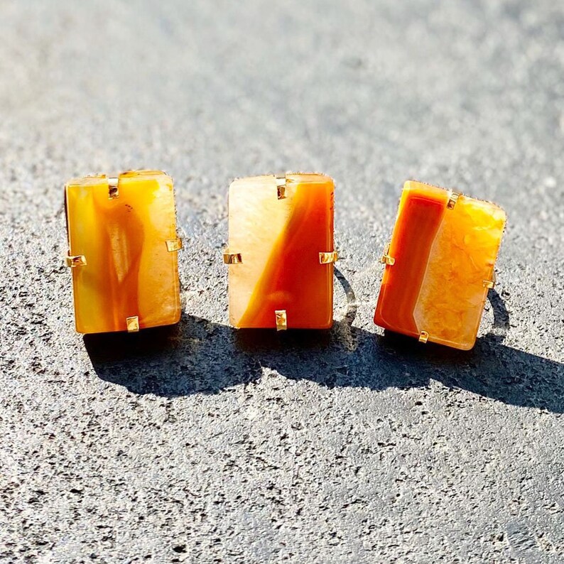 Constantine Ring La maison d\u2019evolette Adjustable ring Orange Agate 2- Statement ring- Big stone ring- Agate ring- Big chunk agate ring