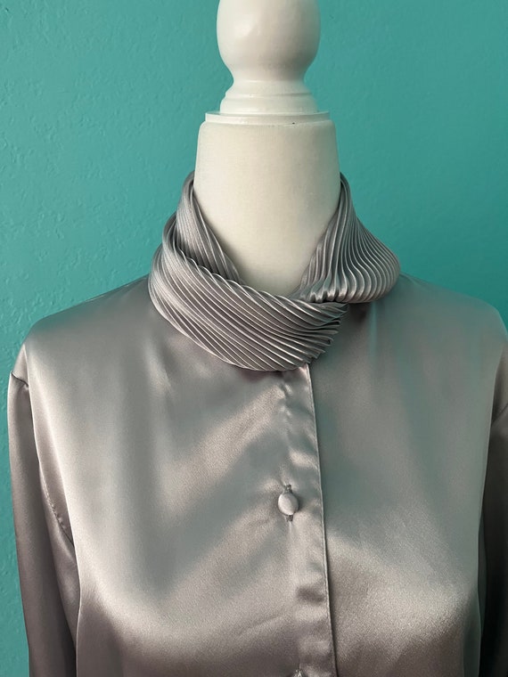 1980s Eva Laurel Silver Metallic Blouse