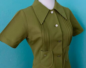 Vintage Lime Green Dress with Pockets