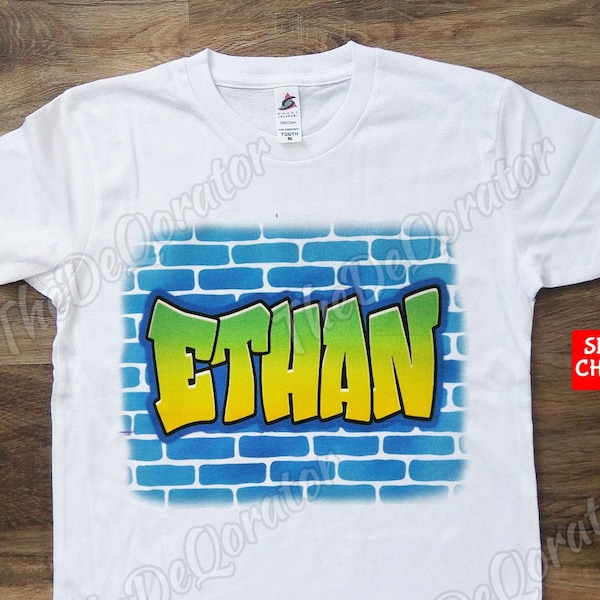 Personalized Name with Brick Wall T-shirt, 80's 90's Shirt, Graphic Shirt, Graffiti Name Shirt, Kids Toddler Youth and Adult