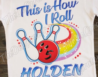 Personlig "Så här rullar jag bowlingklot"-t-shirt, bowling-t-shirt med grafisk design för pojkar, matchdagströja, lagsport, barn, småbarn, ungdom och vuxen