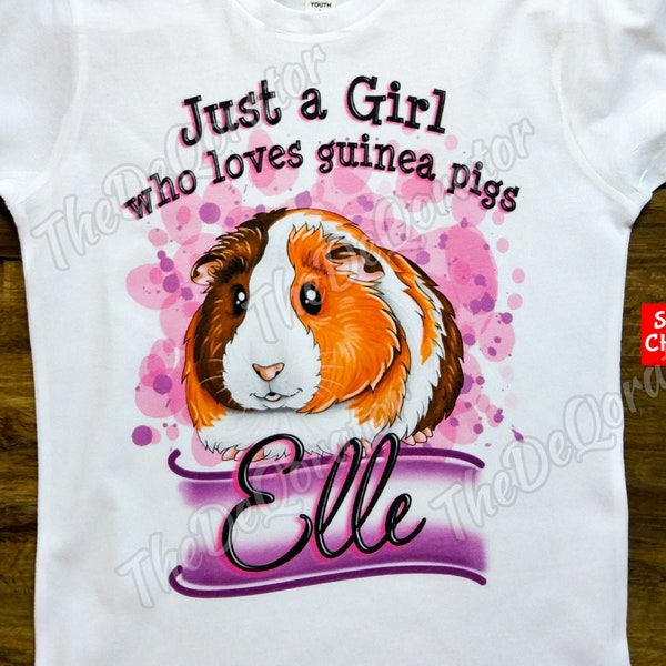 Personalized Cute Funny Guinea Pig T-shirt, Cute Graphic Tee, Girls Women, Just a girl who loves guinea pigs, Youth and Adult Shirts