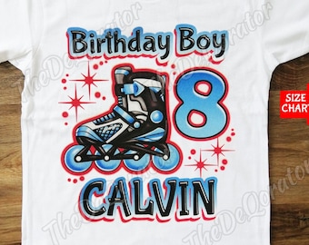 Personalized Roller Blade T-shirt, Birthday Boy, Graphic Tee, Roller Skate Shirt, Roller Skate Birthday Party, Kids Toddler Youth and Adult