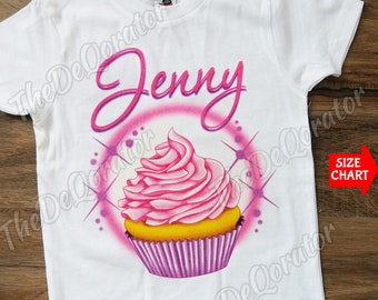 Personalized Pink Cupcake Birthday T-shirt, Birthday Girl, Sweet Cake Birthday Party T-shirt, Kids Toddler Youth and Adult
