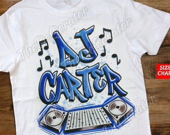 Personalized DJ Music Turntable T-shirt, Music Beat Notes Shirt, Graphic Tee, Cool Dj Shirt, Techno DJ Mixer, Kids Youth and Adult Shirts