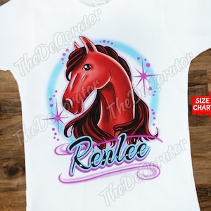 Personalisiertes Pferd T-Shirt, braunes Pferdegrafik-T-Stück, niedliches Panda-Shirt, schönes Pferd, Bauernhof-T-Shirt, Kinderkleinkind-Jugendliche und Erwachsene
