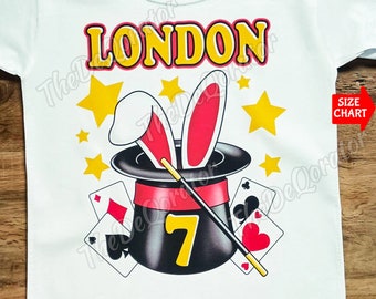 Personalisierte Magier T-shirt, Zauberstab Magische Geburtstagsparty Thema Magic Show White Bunny, Kinder Kleinkind Jugend und Erwachsene