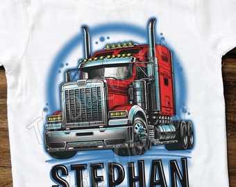 Camiseta personalizada de camión rojo grande, camiseta para amantes de los camiones, camiseta gráfica, camiseta de camión, conductor de camión, niños, bebés, jóvenes y adultos