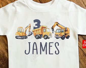 Camiseta personalizada de construcción de camiones, equipo pesado, camiseta personalizada de excavadora y camión volquete para vehículos de construcción, para niños, bebés, jóvenes y adultos