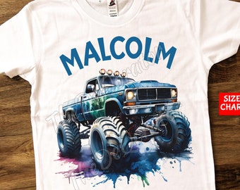 Camiseta personalizada de Monster Truck, camiseta de camión grande, camiseta de camión con salpicaduras, camiseta de conductor de camión, para niños, bebés, jóvenes y adultos