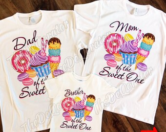 Personalized Family Matching Sweets T-shirt, Donut Ice Cream Cookie Cupcake Theme, Fair Party Carnival Birthday, Kids Toddler Youth Adult