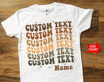 Personalized Retro Custom Text T-shirt, Short Phrase Neutral Color Theme Shirt Boy Girl Team Shirt, Kids Toddler Youth and Adult