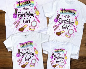 Personalized Family Matching Make up Birthday T-shirt, Cute Beauty slip over Gift Shirt, Rainbow party Shirt, Kids Toddler Youth and Adult