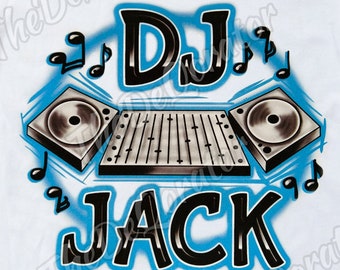 T-shirt DJ Music Turntable personalizzata, camicia Music Beat Notes, maglietta grafica, camicia Cool Dj, Techno DJ Mixer bambini giovani e camicie per adulti