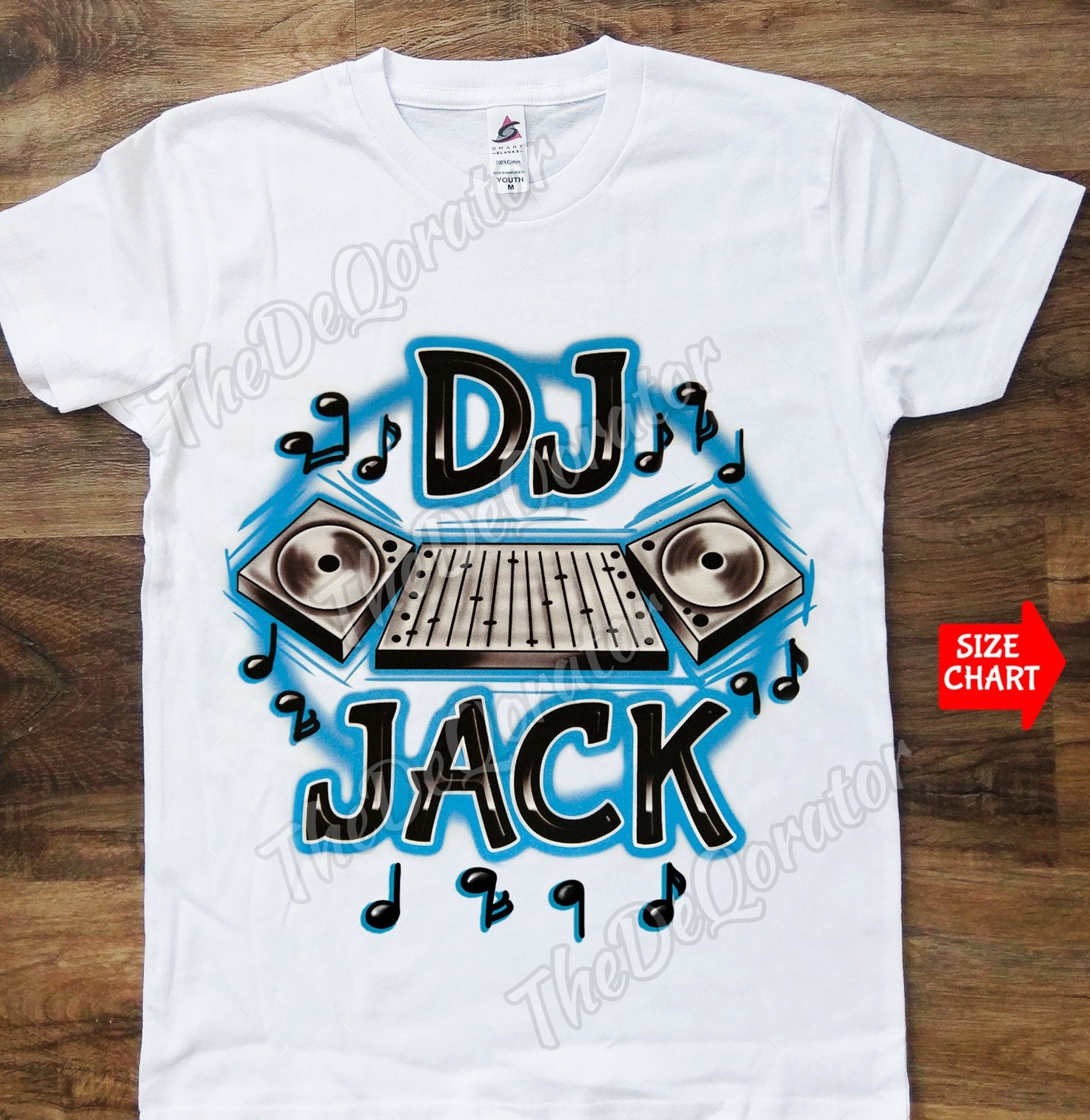 Personalized DJ Music Turntable T-shirt Music Beat Notes picture
