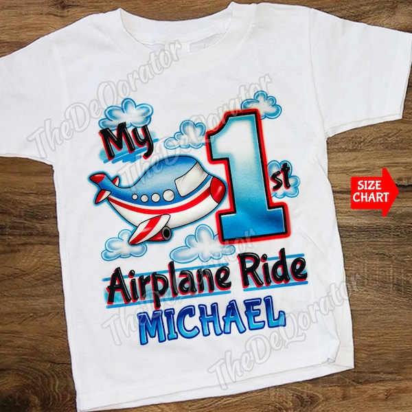 Personalized My 1st Airplane Ride T-shirt, Cute little plane Graphic Tee, First plane trip funny boy girl tee, Kids Toddler Youth and Adult