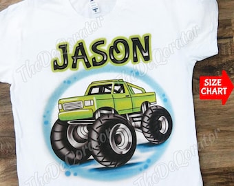 Personalized Monster Truck T-shirt, Green Truck Car, Graphic Tee, Truck Shirt, Truck Rider, Kids Toddler Youth and Adult