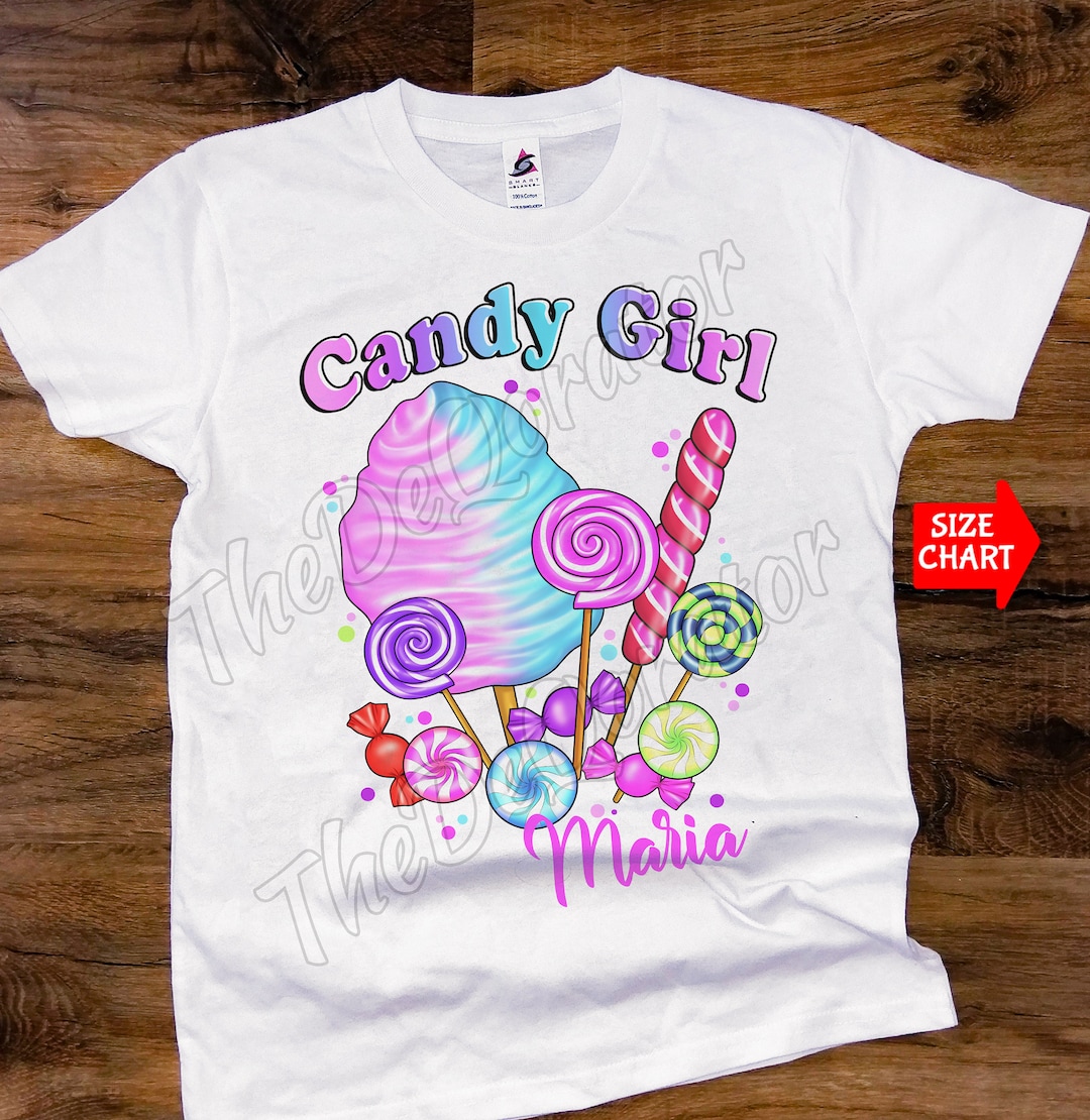 Personalized Rainbow Candy Girl Tshirt, Sweet Tooth, Sweets Candies