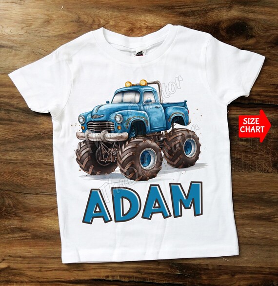 Personalized Blue Monster Truck T-shirt, Big Truck Shirt, Cute