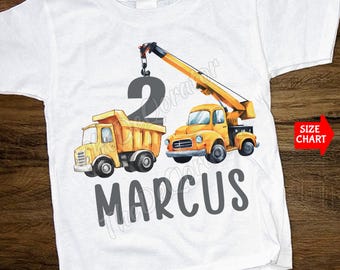 Camiseta de construcción personalizada, equipo pesado, camiseta personalizada de vehículos de construcción, camión volquete y excavadora, para niños, bebés, jóvenes y adultos.