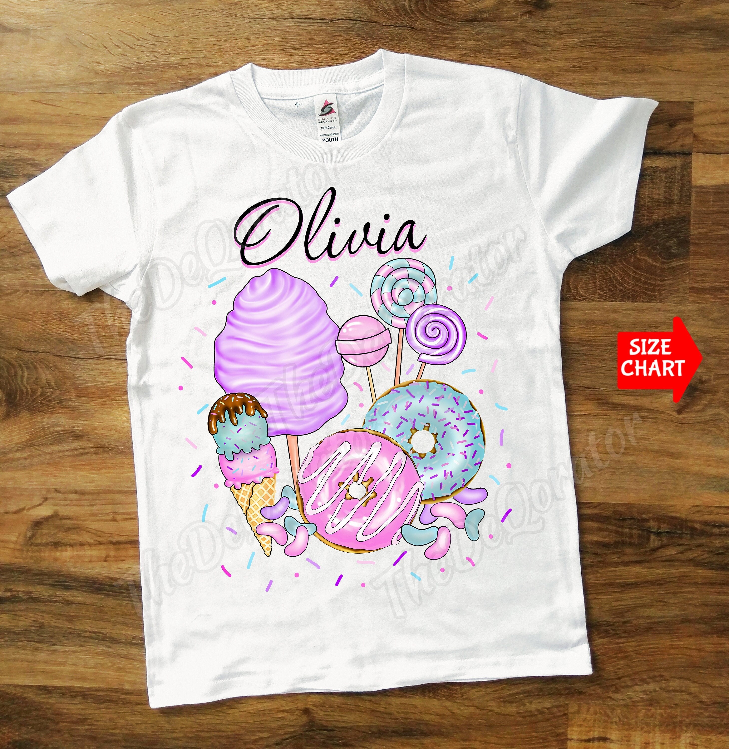 Personalized Pastel Candy T-shirt, Fair Carnival Sweet Birthday
