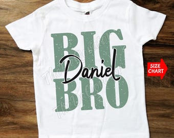 Big Bro Toddler Shirt For Boys, Personalized Big Brother Sibling Reveal Outfit ,Pregnancy Announcement, Kids Toddler Youth and Adult
