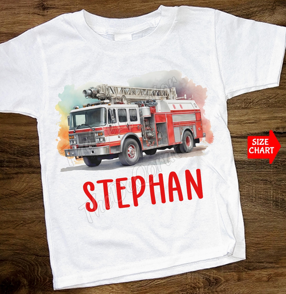 Personalized Fire Truck Fun Toddler Shirt, Custom Name Colorful Red ...