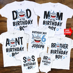 Personalized Family Shark Birthday Party T-shirt, Custom Grey Shark, Matching Birthday Boy Shark shirt Youth and Adult Shirts
