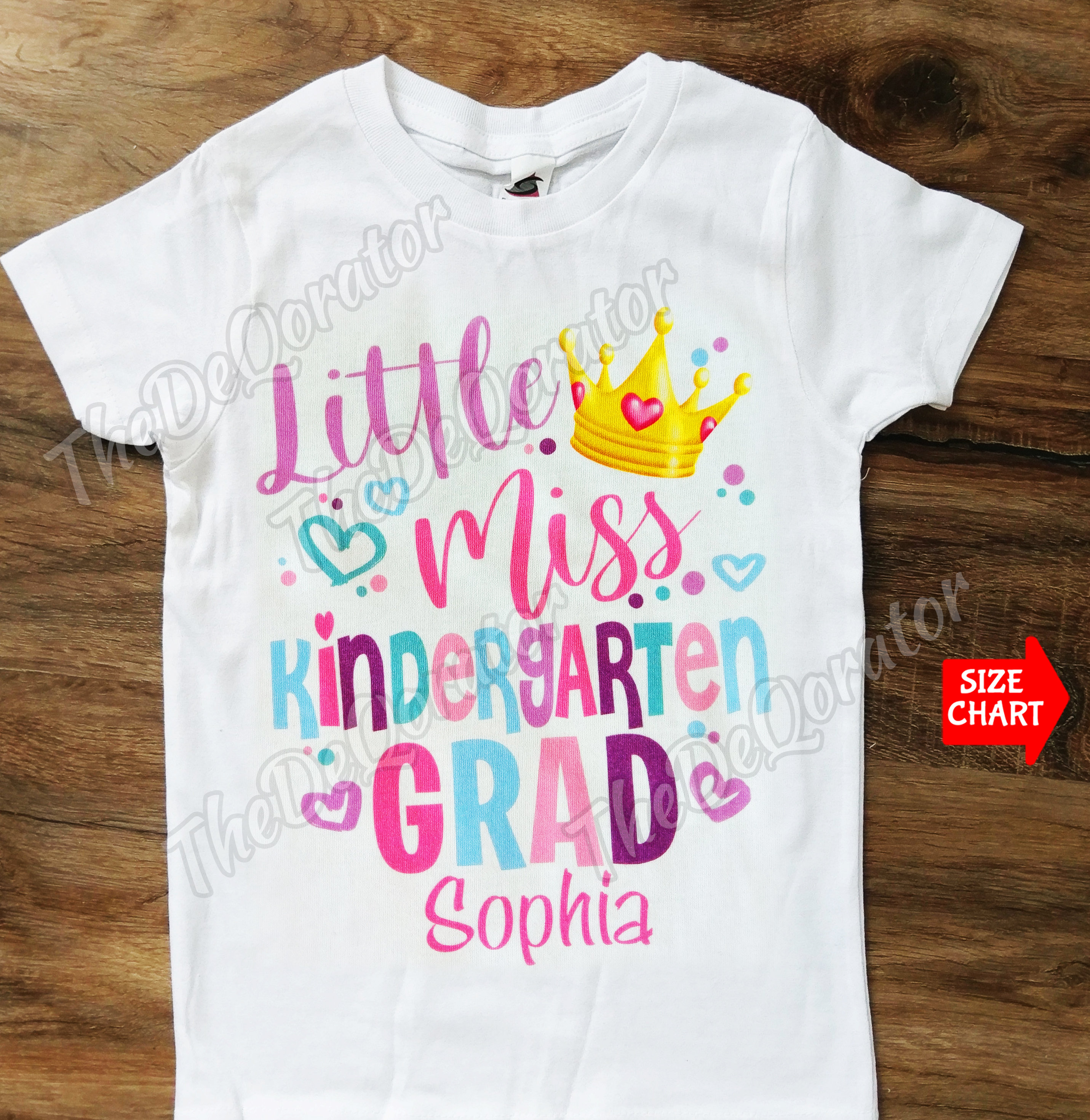 Personalized Little Miss Kindergarten Grad With Crown T-shirt