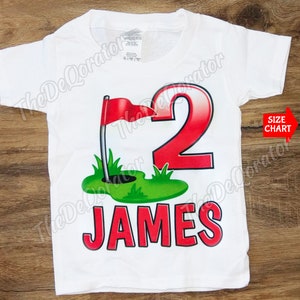 Personalisiertes Golf-T-Shirt, Geburtstagsalter-Golfer-Golfer-T-Stück, Spieltag-Shirt, Kinderkleinkind-Jugendliche und Erwachsene