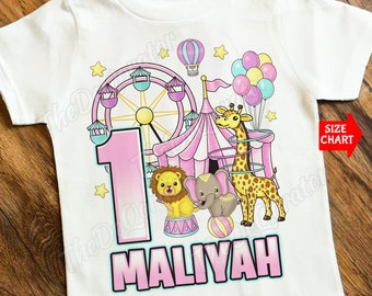 Personalized Pastel Circus T-shirt, Circus Theme, Animals Circus, Graphic Tee, Fair Party Carnival Birthday, Kids Toddler Youth and Adult