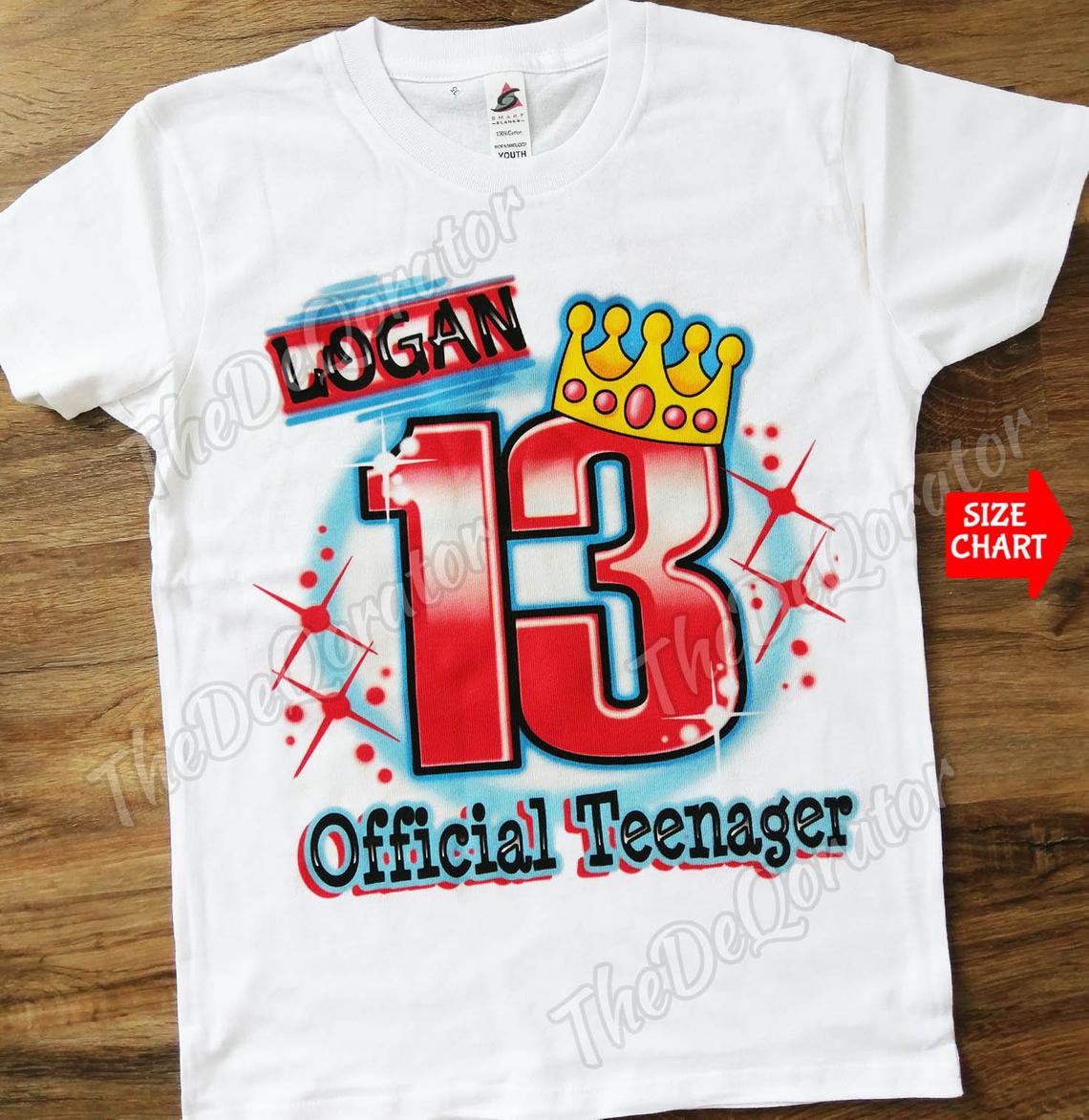 Personalized Official Teenager T-shirt Crown 13th Birthday, 46% OFF