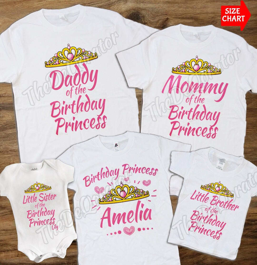 Personalized Mommy Daddy Birthday Princess Family Matching T-shirt ...