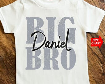 Big Bro Toddler Shirt For Boys, Personalized Big Brother Sibling Reveal Outfit ,Pregnancy Announcement, Kids Toddler Youth and Adult