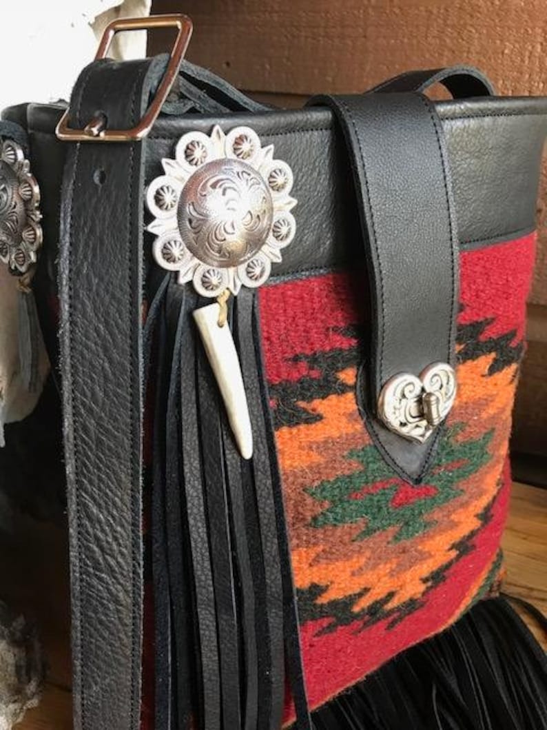 Repurposed Native Woven Wool Rug Bag Purse Leather Etsy