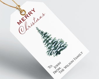 EDITABLE PRINTABLE PERSONALIZED Christmas Gift or  Favor Tags with Christmas Tree