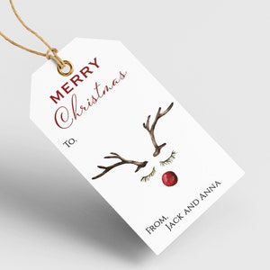 CADEAU DE Noël PERSONNALISÉ MODIFIABLE IMPRIMABLE ou étiquettes de faveur avec le cerf