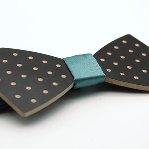 Papillon lavagna, pois, cinturino raso azzurro carta da zucchero