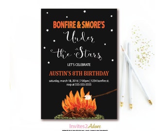 campfire invitation etsy