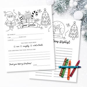 Liebe Weihnachtsbriefe zum Ausmalen - druckbare Weihnachtswunschliste für Kinder - lustiger Kinderbrief an Weihnachtsmann