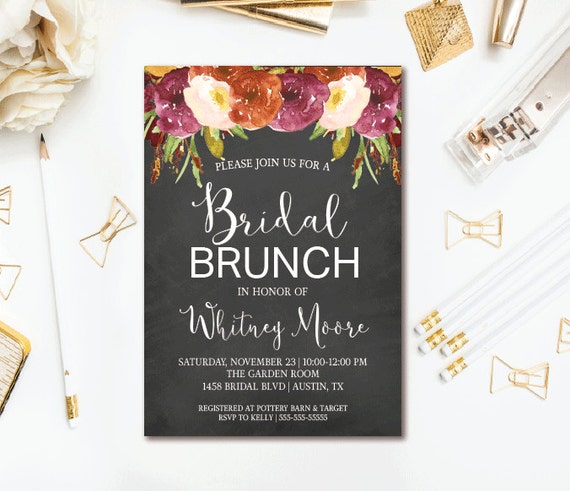 chalkboard bridal shower invitation fall floral brunch wedding etsy chalkboard bridal shower invitations