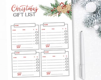 Printable Christmas Gift List for Holiday Shopping - Festive Gift Planner - Organized Christmas Shopping Checklist - Gift Tracker