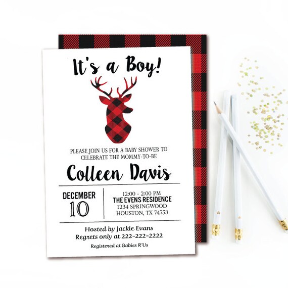 flannel baby shower invitations