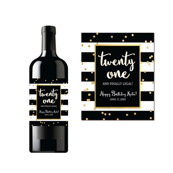 21st Birthday Wine Label - 20 One particular and Prison - Black picture regarding Gold Printable Labels identify 21st Birthday Wine Label - 20 A person and Criminal - Black