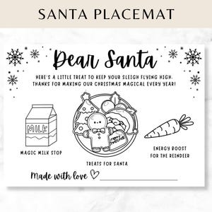 Santa Cookie Tray Printable - Santa Cookies and Milk Tray - Santa Plate - Dear Santa Placemat