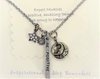 Be Positive, Alcoholics Anonymous bar necklace by Recovery Matters